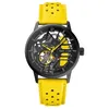 Image de Montre Femme PADDOCK Noir Cadran Noir Bracelet Cuir Jaune 20 MM