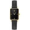 Image de Montre Femme ARIANE Doré Cadran Noir Bracelet Cuir Noir 12 MM