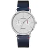 Image de Montre Homme ESSENTIAL Argenté Cadran Blanc Bracelet Cuir Bleu 20 MM