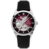 Image de Montre Homme MONARCK Argenté Cadran Bordeaux Bracelet Cuir Noir 22 MM