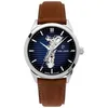 Image de Montre Homme MONARCK Alsace Argenté Cadran Bleu Bracelet Cuir Brun 22 MM