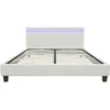 Image de Lit tissu bouclette avec LED Maria 160 x 200 cm - Crème