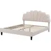 Image de Lit Coquillage En Velours "manon" - Beige - 160 X 200 Cm