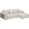 Image de Canapé d'angle convertible tissu chenille 3 places - trocadero - crème
