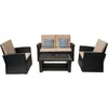 Image de Ensemble de meubles de terrasse Ilana - 4 pièces - Osier - Noir