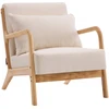 Image de Fauteuil "clinton" En Bois Style Scandinave - Lin - Beige