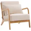 Image de Fauteuil clinton en bois style scandinave - lin - beige