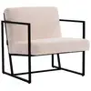 Image de Fauteuil kennedy en velours et métal - 73. 5 x 75.5 x 81 cm - crème