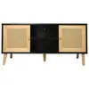 Image de Meuble Tv Scandinave En Cannage "iguane" - 120 X 30 X 56.5 Cm - Noir