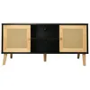 Image de Meuble TV scandinave en cannage Iguane - 120 x 30 x 56.5 cm - Noir