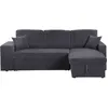 Image de Canapé dangle en velours côtelé convertible/réversible Axel - 3 places - Gris
