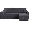 Image de Canapé d'angle en velours côtelé convertible-réversible axel - 3 places - gris