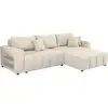 Image de Canapé d'angle convertible tissu chenille 3 places - trocadero - beige