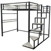 Image de Lit mezzanine en métal avec escalier lena - 140 x 190 cm - noir