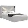 Image de Lit double en velours côtelé avec coffre et lampe intégré cortina - 140 x 190 cm - gris