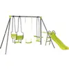 Image de Portique en métal avec toboggan ludo ii avec 4 agrès - vert