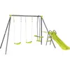Image de Portique En Métal Avec Toboggan "enzo Ii " - 4 Agrès - Vert