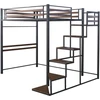 Image de Lit Mezzanine En Métal Avec Escalier "lena" - 140 X 190 Cm - Noir Et Ma