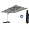 Image de Parasol jardin déporté en aluminium sky 4 - 3 x 4 m - gris - avec housse