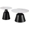 Image de Lot de 2 tables basses gigognes en céramique Vulca - 70 x 70 x 43 cm - Blanc