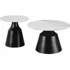Image de Lot de 2 tables basses gigognes en céramique vulca - 70 x 70 x 43 cm - blanc