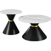Image de Lot de 2 tables basses gigognes en céramique lune - 70 x 70 x 42 cm - gris-blanc