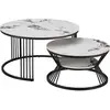 Image de Lot de 2 tables basses gigognes en céramique ombre - 80 x 80 x 45 cm - blanc