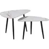 Image de Lot de 2 tables basses gigognes en céramique terra - 49 x 79 x 56 cm - blanc