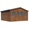 Image de Abri de jardin bois traité autoclave marron lormont - 21,2 m² - 28 mm