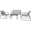 Image de Salon de jardin en métal avec décor imitation bois Sparta - 4 places - Gris clair