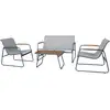 Image de Salon de jardin en métal avec décor imitation bois sparta - 4 places - gris clair