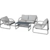 Image de Salon de jardin en métal avec coussins Sora - 4 places - Gris