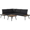 Image de Salon de jardin canapé d'angle décor imitation bois mira - 4 places - gris