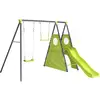 Image de Portique De Jeu En Métal Avec Toboggan "kylian" - 4 Agrès - Vert