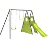 Image de Portique de jeu en métal avec toboggan Kylian - 4 agrès - Vert