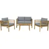 Image de Salon de jardin en bois avec coussins Beckham - 4 places - Gris
