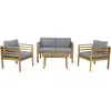 Image de Salon de jardin en bois avec coussins beckham - 4 places - gris