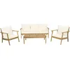 Image de Salon de jardin en bois dacacia avec coussins Chilwell - 5 places - Beige