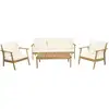 Image de Salon de jardin en bois d'acacia avec coussins chilwell - 5 places - beige