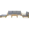 Image de Salon de jardin en bois dacacia avec coussins Bellingham - 5 places - Gris