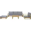 Image de Salon de jardin en bois d'acacia avec coussins bellingham - 5 places - gris