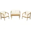 Image de Salon de jardin en bois dacacia avec coussins Presley - 4 places - Beige