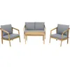 Image de Salon de jardin en bois avec coussins Presley - 4 places - Gris