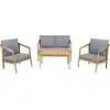 Image de Salon de jardin en bois avec coussins presley - 4 places - gris