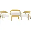 Image de Salon de jardin en métal et plastique Céora - 4 places - Jaune