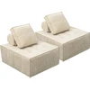 Image de Lot De 2 Chauffeuses Pour Canapé Modulables En Tissu Texturé "velluto"