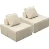 Image de Lot de 2 chauffeuses pour canapé modulables en tissu texturé velluto - beige