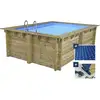 Image de Piscine bois rectangle zanzibar - 3.50 x 2.30 x 1.24 m - bâche à bulles 180 µ - bâche hiver 280 g-m²