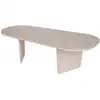 Image de Table basse en bois ovalis - 130 x 65 x 40 cm - travertin