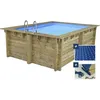 Image de Piscine bois rectangle Maldives - 3.20 x 3.20 x 1.24 m + Bâche à bulles 180 µ - Bâche hiver 280 g/m²